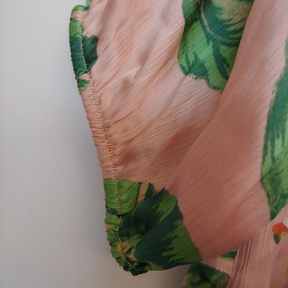 The Webster Miami silky flowy egret and folIage oversize knee length dress - Picture 6 of 12